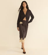 ELOWEN SKIRT -- EQUESTRIAN BROWN WITH CREAM LACE