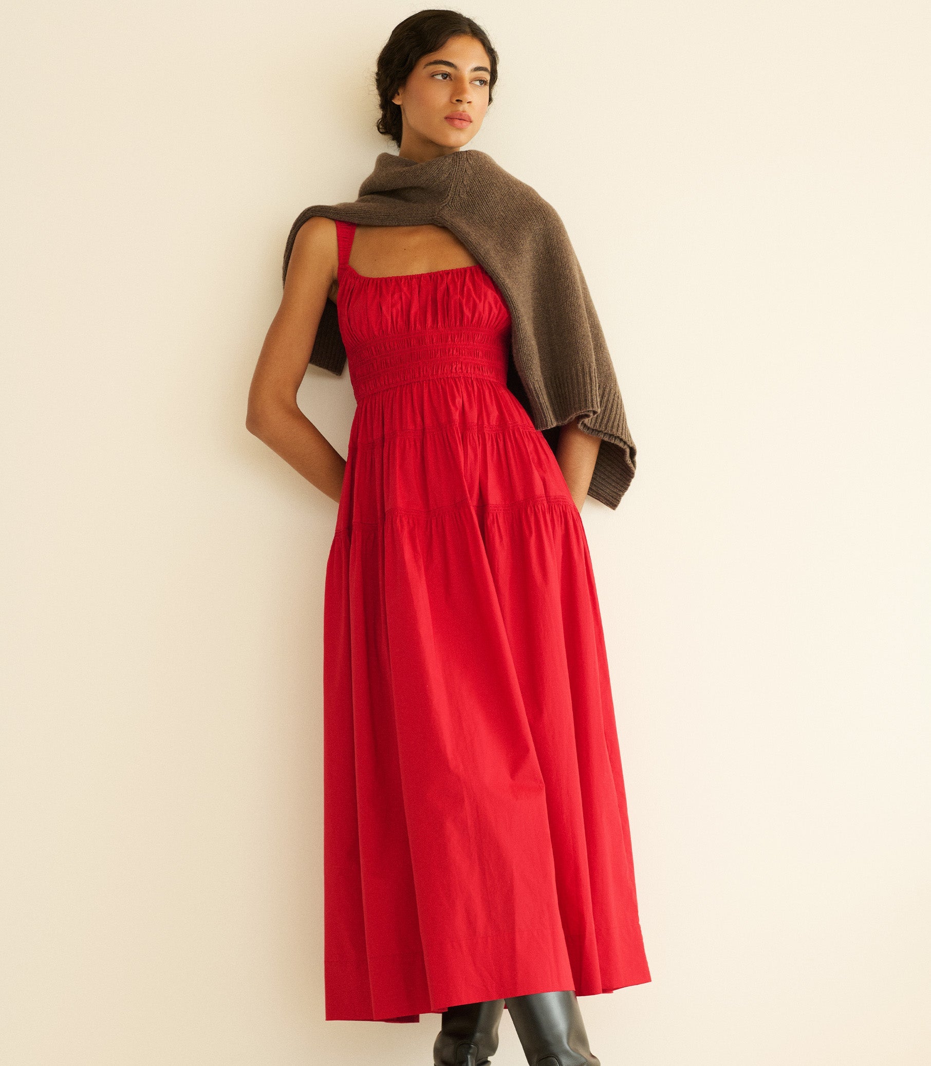 CLOVER DRESS -- DEEP TOMATO
