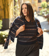 FAUSTINE CARDIGAN -- NAVY DASHWOOD FAIR ISLE