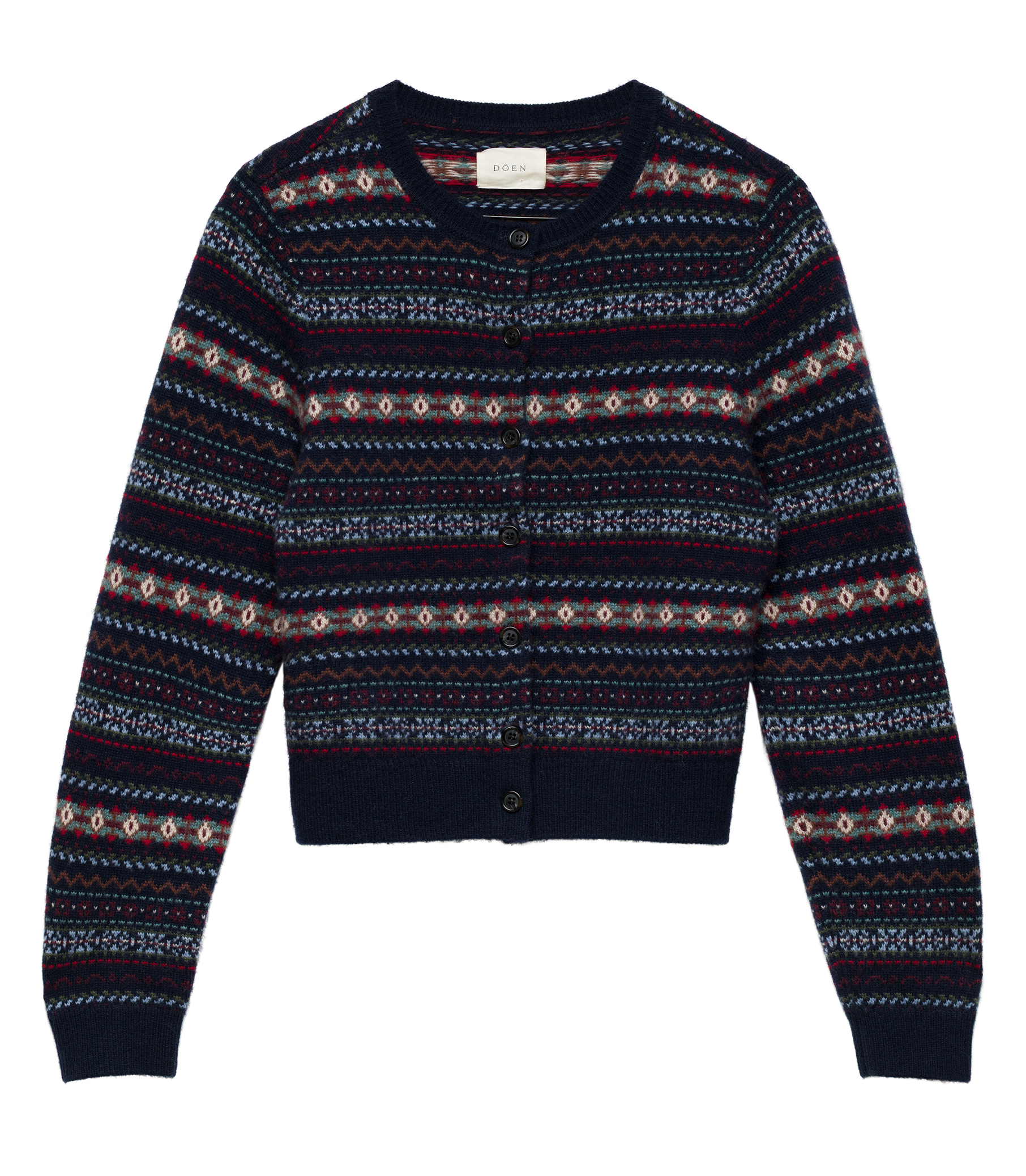 FAUSTINE CARDIGAN -- NAVY DASHWOOD FAIR ISLE