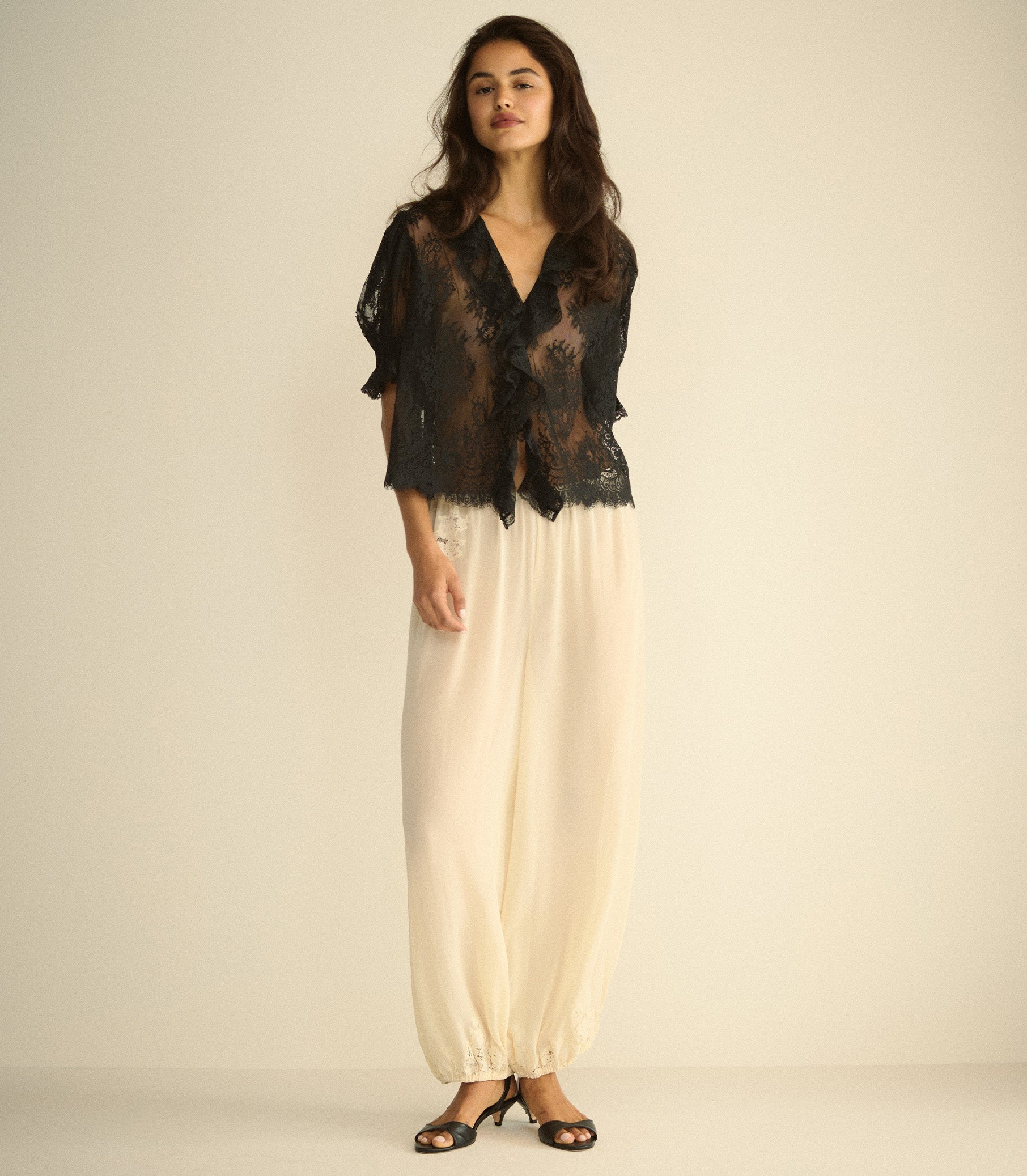 HENRI LACE TOP -- BLACK