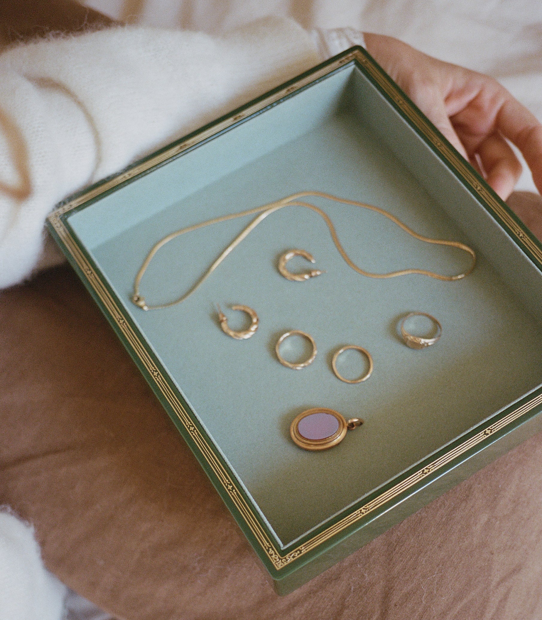 DÔEN & TROVE SMALL JEWELRY TRAY -- OLIVE GREEN